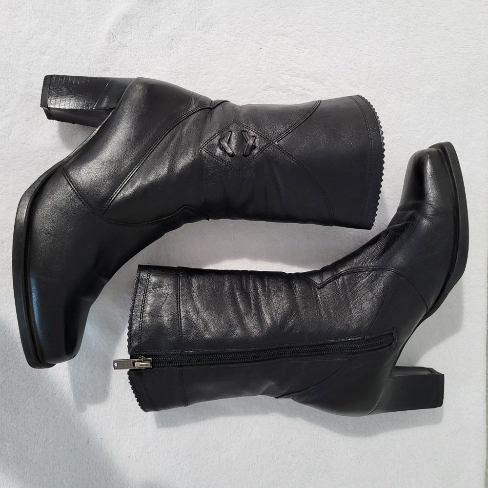 Janita Calf High Heeled Boots 22890, Black SZ 37 - Picture 4 of 15